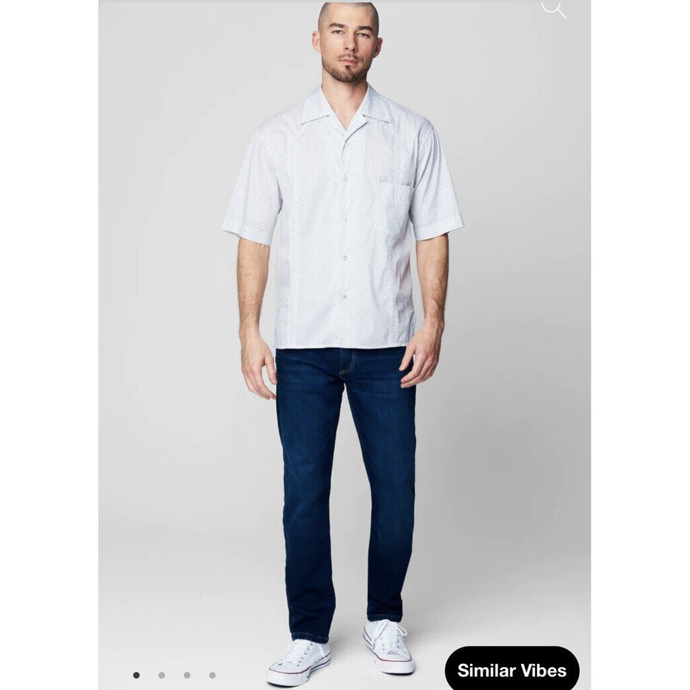 Blank Nyc Button Down‎ Mens Large White Short Sleeve Happy To See Me